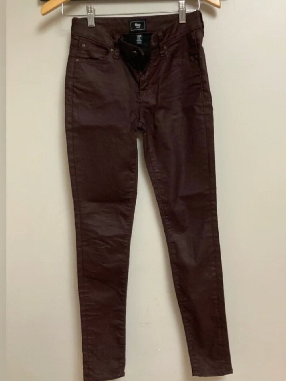 Gap 14 tall skinny coated marroon/ dark burgundy jeans.   NWOT